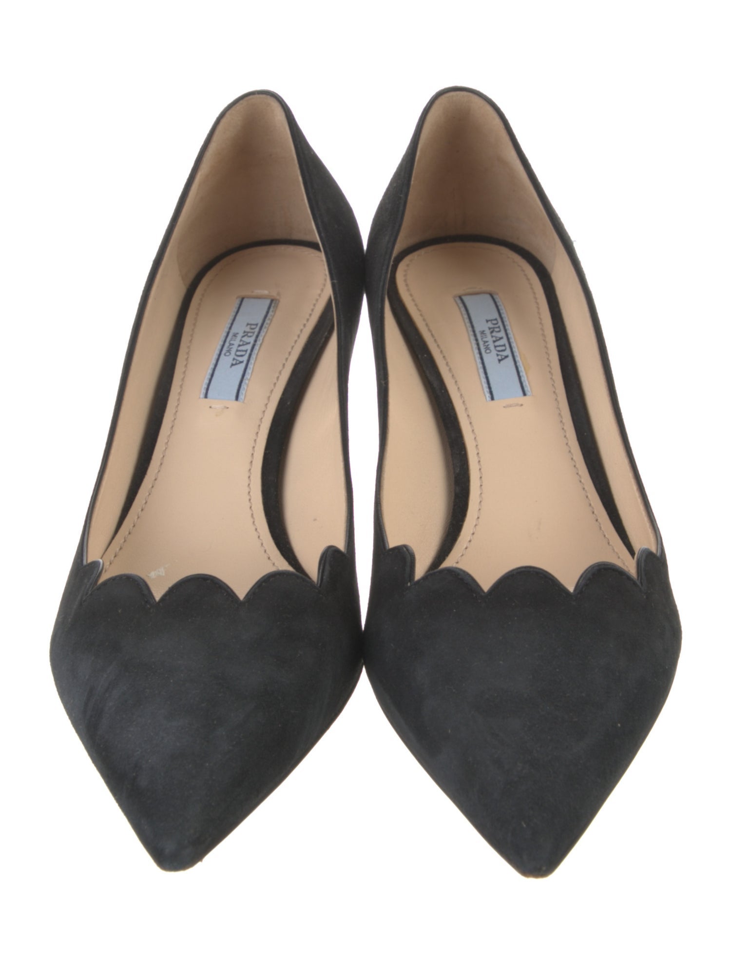 Prada Suede Scalloped Accent Pumps